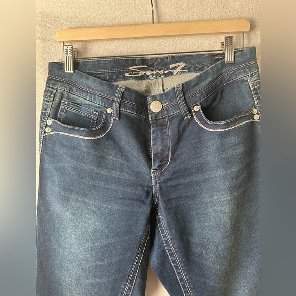 Seven7 For All Mankind Rocker Slim Sz 10 Jeans Sequence Pockets - Picture 5 of 10